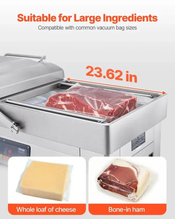 VEVOR Chamber Vacuum Sealer, 1200W Sealing Power, Vacuum Packing Machine for Wet Foods, Meats, Marinades and More, Compact Size with 23.6 in Sealing Length, Applied in Home Kitchen and Commercial Use