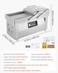 VEVOR Chamber Vacuum Sealer, 1200W Sealing Power, Vacuum Packing Machine for Wet Foods, Meats, Marinades and More, Compact Size with 23.6 in Sealing Length, Applied in Home Kitchen and Commercial Use