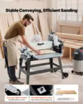 VEVOR 22" Drum Sander with Stand & Extension Tables, 1.75HP 1440RPM Dual Motor Drum Sander for Woodworking - Variable Speed Conveyor Belt, 4" Dust Collection Port for Cabinet & Furniture Finishing