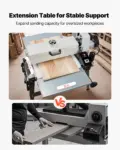 VEVOR 22" Drum Sander with Stand & Extension Tables, 1.75HP 1440RPM Dual Motor Drum Sander for Woodworking - Variable Speed Conveyor Belt, 4" Dust Collection Port for Cabinet & Furniture Finishing