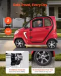 VEVOR 4-Wheel Enclosed Mobility Scooter for Seniors Adults, 660lbs Capacity, 3-Seater 2000W Electric Recreational Mobility Scooter 45 Miles Long Range, Remote Unlock, All-Terrain for Touring Shopping