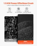 VEVOR Rock Crusher, 220V Double Roller Crushers, Industrial Shredder with 2.56x0.59 inch Dual Feed Inlets, 1740RPM Speed Stone Grinder Rock Crusher, 1.5KW Electric Shatter Pulverizer, 860kg/h Crushing