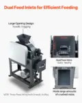 VEVOR Rock Crusher, 220V Double Roller Crushers, Industrial Shredder with 2.56x0.59 inch Dual Feed Inlets, 1740RPM Speed Stone Grinder Rock Crusher, 1.5KW Electric Shatter Pulverizer, 860kg/h Crushing