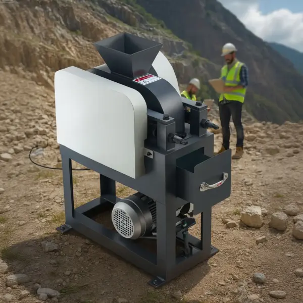 VEVOR Rock Crusher, 220V Double Roller Crushers, Industrial Shredder with 2.56x0.59 inch Dual Feed Inlets, 1740RPM Speed Stone Grinder Rock Crusher, 1.5KW Electric Shatter Pulverizer, 860kg/h Crushing