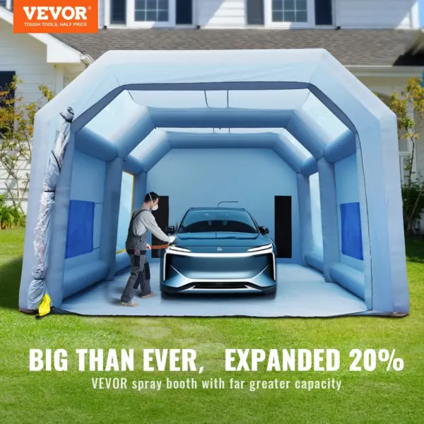 VEVOR Inflatable Paint Booth, 33x20x13ft Inflatable Spray Booth, High Powerful 950W+1100W Blowers Spray Booth Tent, Car Paint Tent Air Filter System for Car Parking Tent Workstation Motorcycle Garage