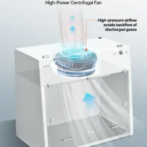 VEVOR Ducted Fume Hood, 19.69 x 41.54 x 27.56 inch Working Area, Lab Fume Hood with LED Light and G1 Pre-Filter, Exhaust Equipment for Laboratory Fume Control and Pharmaceutical Compounding, White