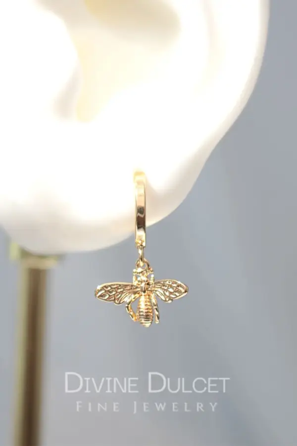 "Gold Bee" | 24K Bee Hoop Earrings