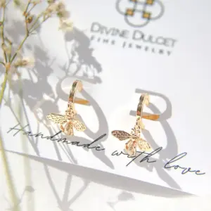 "Gold Bee" | 24K Bee Hoop Earrings