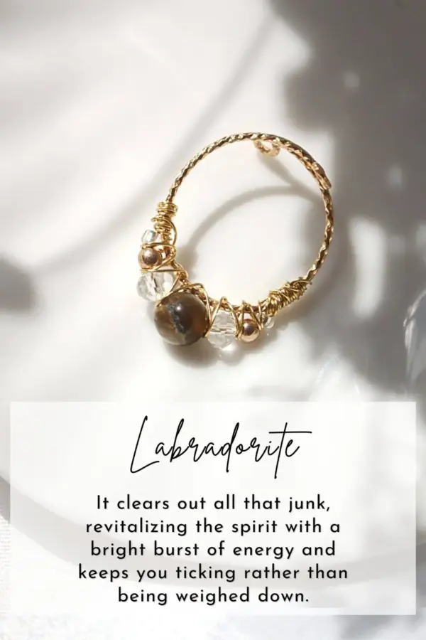 "Marquise" | 18K Natural Crystals Hand Wired Adjustable Ring