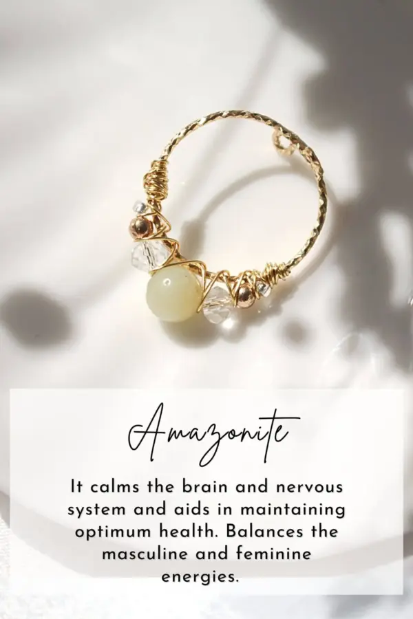 "Marquise" | 18K Natural Crystals Hand Wired Adjustable Ring