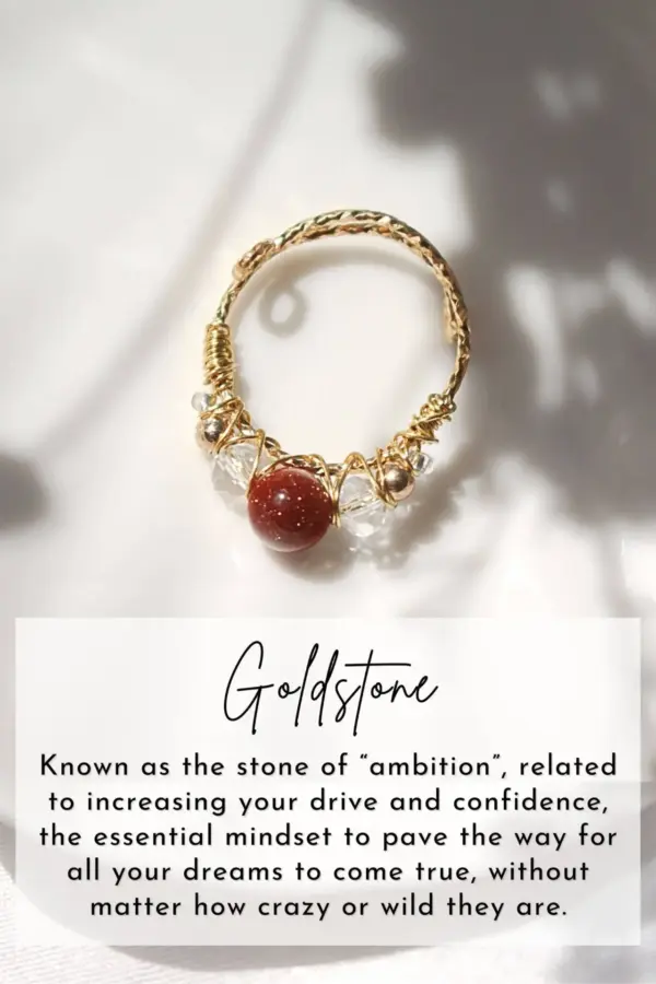 "Marquise" | 18K Natural Crystals Hand Wired Adjustable Ring