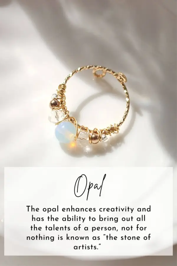 "Marquise" | 18K Natural Crystals Hand Wired Adjustable Ring