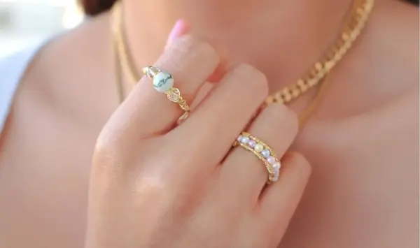 "Marquise" | 18K Natural Crystals Hand Wired Adjustable Ring