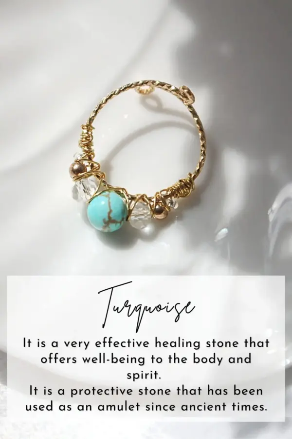"Marquise" | 18K Natural Crystals Hand Wired Adjustable Ring