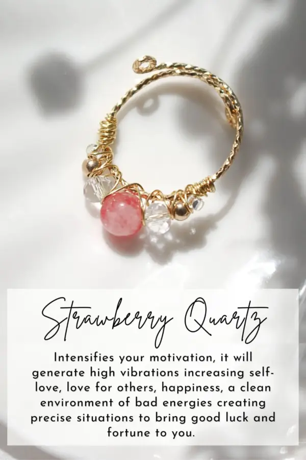 "Marquise" | 18K Natural Crystals Hand Wired Adjustable Ring