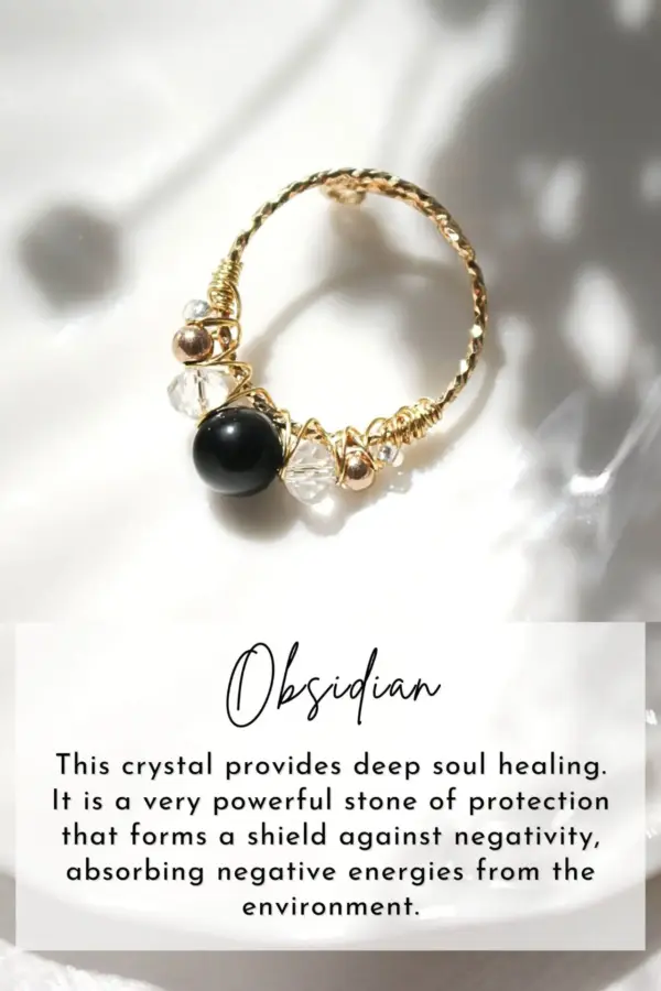 "Marquise" | 18K Natural Crystals Hand Wired Adjustable Ring
