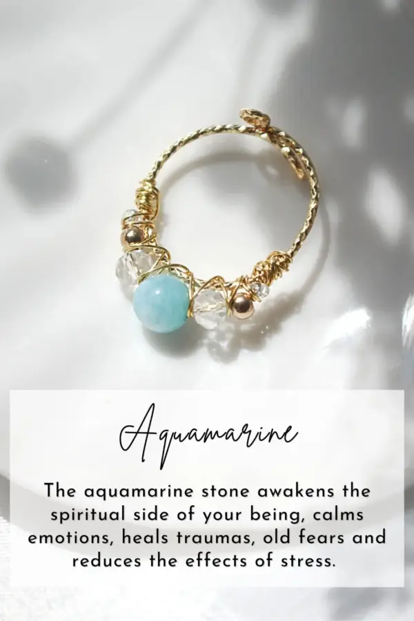 "Marquise" | 18K Natural Crystals Hand Wired Adjustable Ring