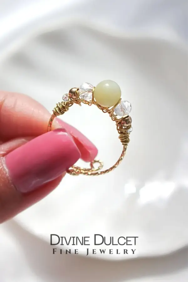 "Marquise" | 18K Natural Crystals Hand Wired Adjustable Ring