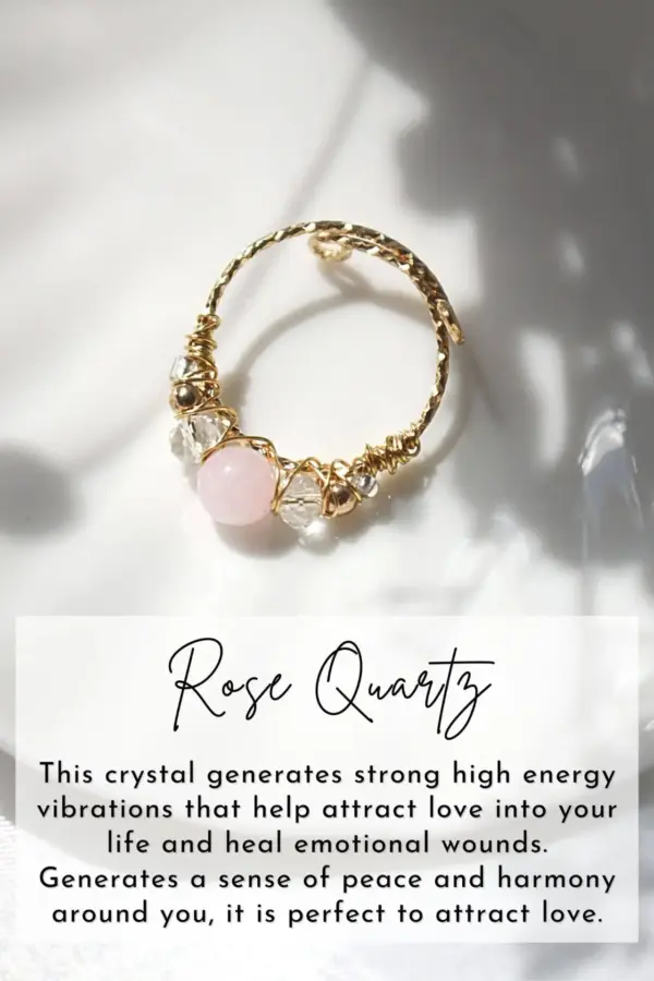 "Marquise" | 18K Natural Crystals Hand Wired Adjustable Ring