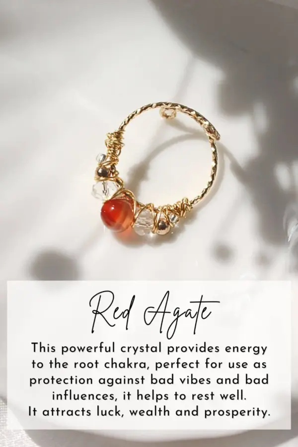 "Marquise" | 18K Natural Crystals Hand Wired Adjustable Ring