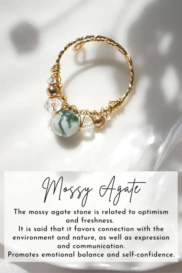 "Marquise" | 18K Natural Crystals Hand Wired Adjustable Ring