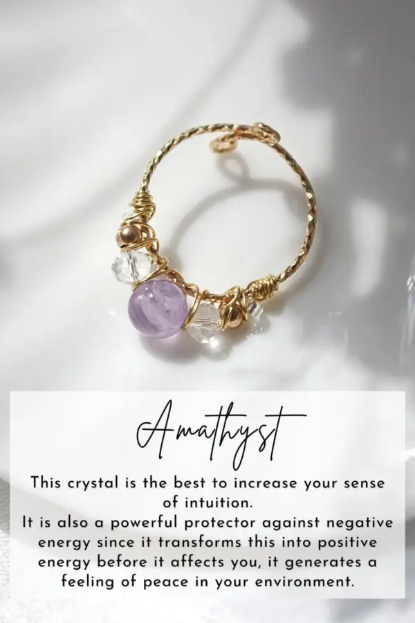 "Marquise" | 18K Natural Crystals Hand Wired Adjustable Ring
