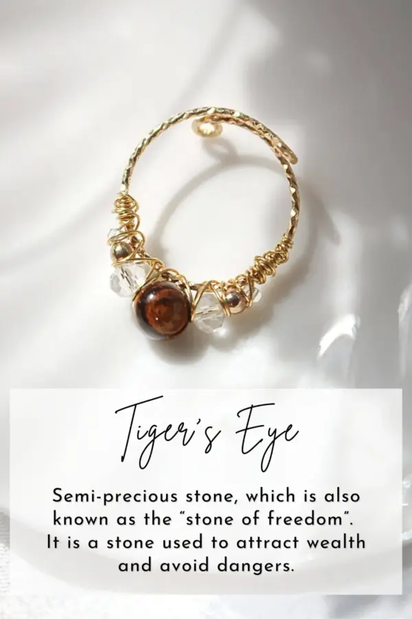 "Marquise" | 18K Natural Crystals Hand Wired Adjustable Ring