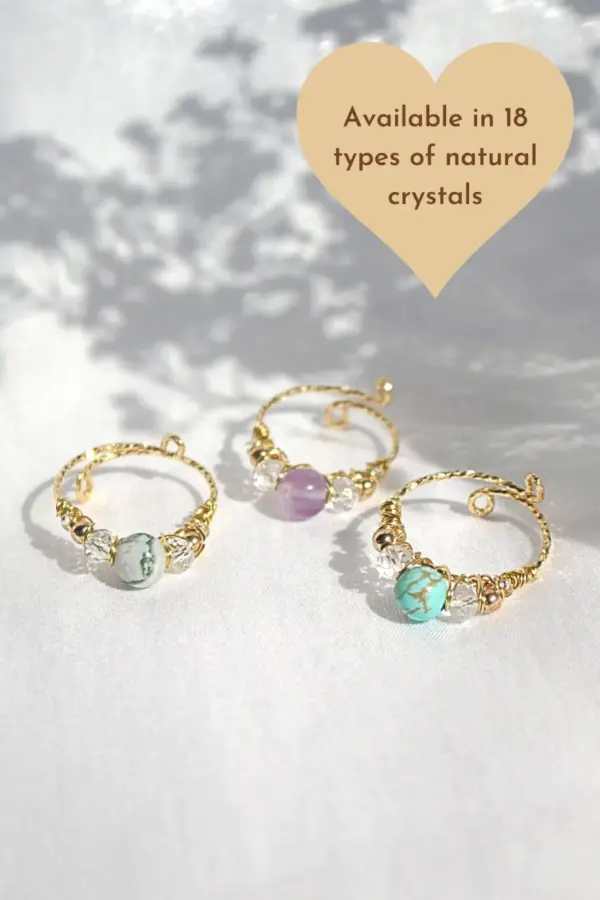 "Marquise" | 18K Natural Crystals Hand Wired Adjustable Ring