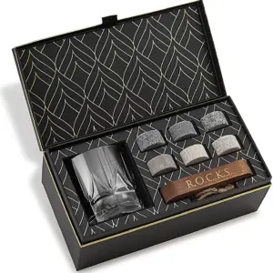 Whiskey Stones & Crystal Glass Gift Set - Imperial Tumbler (12oz)