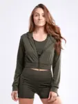 JupiterGear Athletic Zip-Up Crop Hoodie Jacket