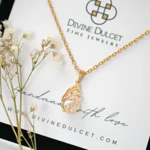 "Malena" | 24K CZ Tear Drop Cage Necklace