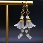 Bell Flower Bridal Earrings - White and Gold