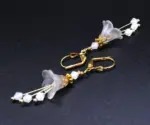 Bell Flower Bridal Earrings - White and Gold