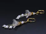 Bell Flower Bridal Earrings - White and Gold