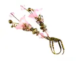Vintage Victorian Style Rosy Pink and Antique Bronze Bell Flower Lucite Earrings
