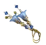 Vintage Victorian Style Navy Blue and Antique Bronze Bell Flower Lucite Earrings