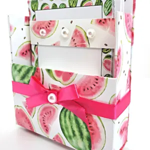 42-Pc Stationery Gift Box Set w/Reusable Desktop Organizer Box and Gold Pen - Fresh Red Watermelon