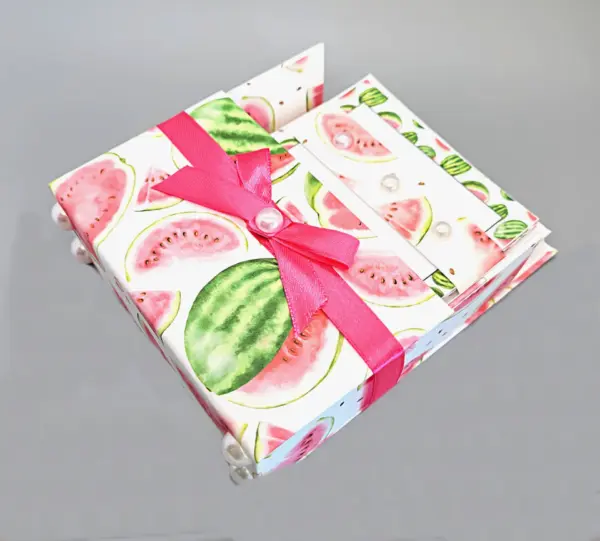 42-Pc Stationery Gift Box Set w/Reusable Desktop Organizer Box and Gold Pen - Fresh Red Watermelon