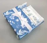 42-Pc Stationery Gift Box Set w/Reusable Desktop Organizer Box and Gold Pen - Blue and White Leaves, Petals & Fronds