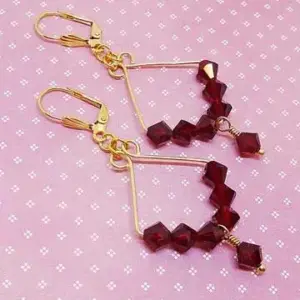 Siam Red Diamond-Shaped Dangle Earrings