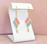 Baby Blue, Baby Pink and Gold Diagonal Geometric Delica Earrings