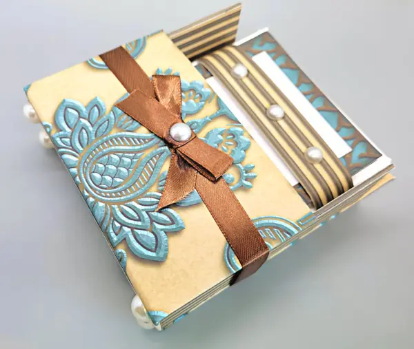 42-Pc Stationery For Him Gift Box Set w/Reusable Desktop Organizer Box and Gold Pen - Gentleman's Embossed Blue, Brown & Gold