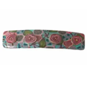 Millefiori Polymer Clay Barrette with Red Roses