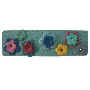 Polymer Clay Turquoise Floral Barrette