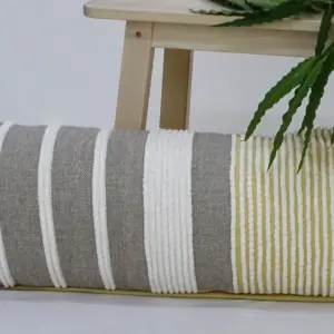 Decorative Long Grey Stripes Throw Pillow (14X36 Inches)