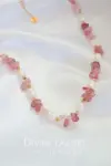 "Luau Party" | Natural Strawberry Quartz Crystal & Freshwater Pearls Choker