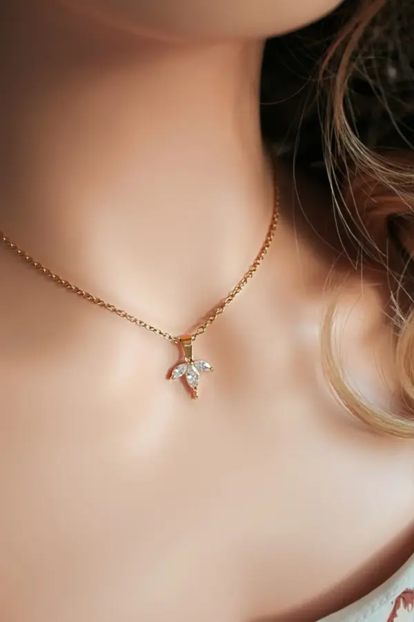 "Bloom" | 24K CZ Dainty Flower Petals Pendant Necklace