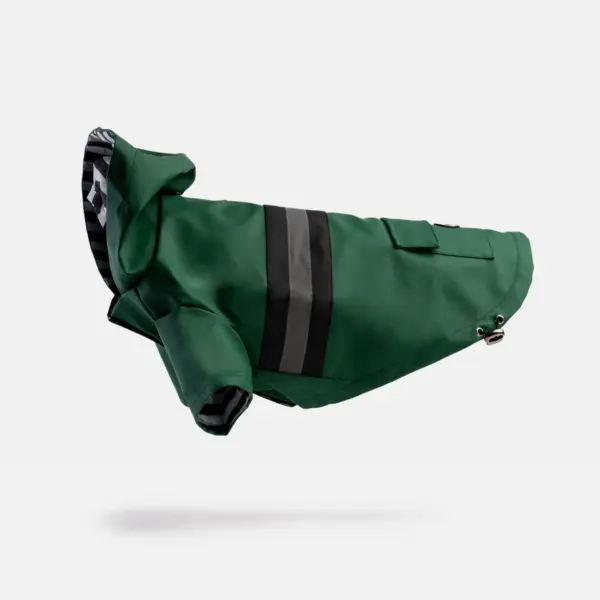 Aden Waterproof Dog Raincoat Green Vinyl Rain Jacket with Reflective Strip & Poop Bag Dispenser