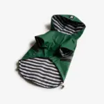Aden Waterproof Dog Raincoat Green Vinyl Rain Jacket with Reflective Strip & Poop Bag Dispenser