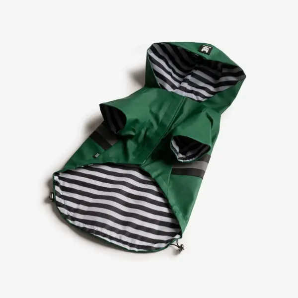 Aden Waterproof Dog Raincoat Green Vinyl Rain Jacket with Reflective Strip & Poop Bag Dispenser